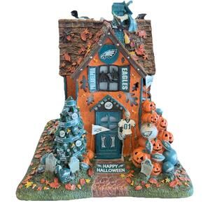 Danbury Mint Halloween Haunted House Philadelphia EAGLES Lights Sounds BattOp